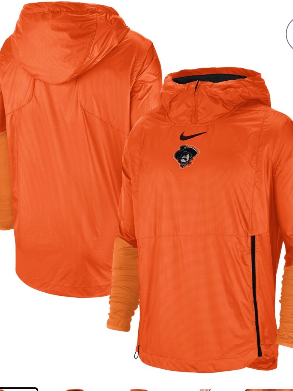 Men's Nike Orange Oklahoma State Cowboys Sideline Fly Rush Pullover Jacket XL